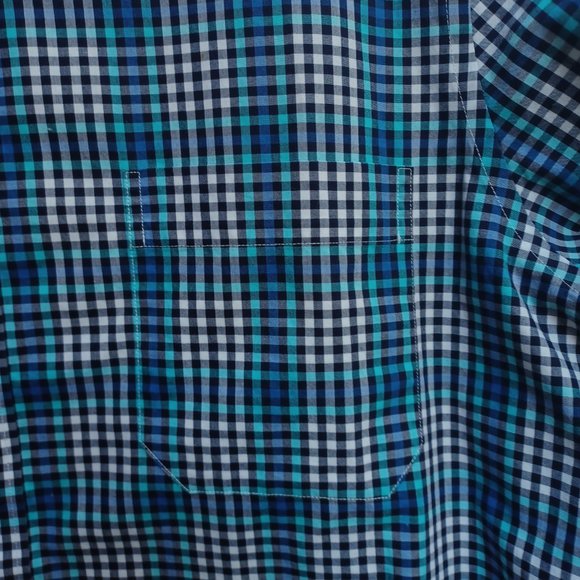 Nordstrom Short Sleeve Button Down Shirt,  Blue, White, Black Check, Size L - Picture 5 of 8